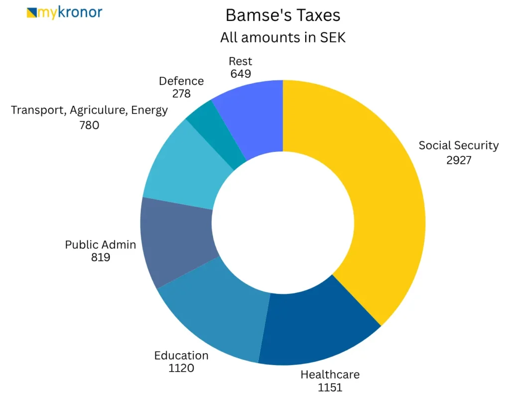 Tax contributions to different government expenses